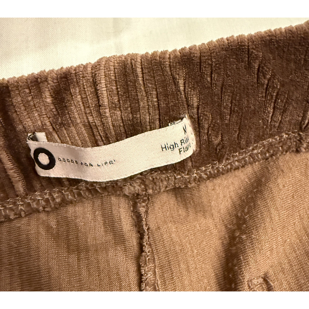 SO Goods For Life Pants Womens Jr M Brown Rib Velour High Rise Flare Split Hem - Picture 7 of 8